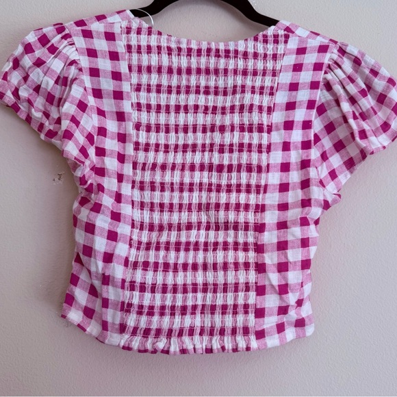 Zara Fuchsia Checkered Top Size X-Small - Picture 2 of 7